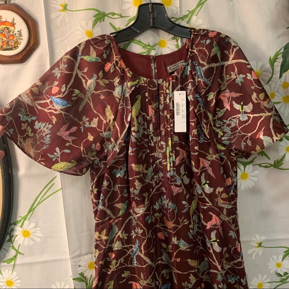 NWT J Crew brown gold bird menagerie maxi dress - Picture 5 of 9